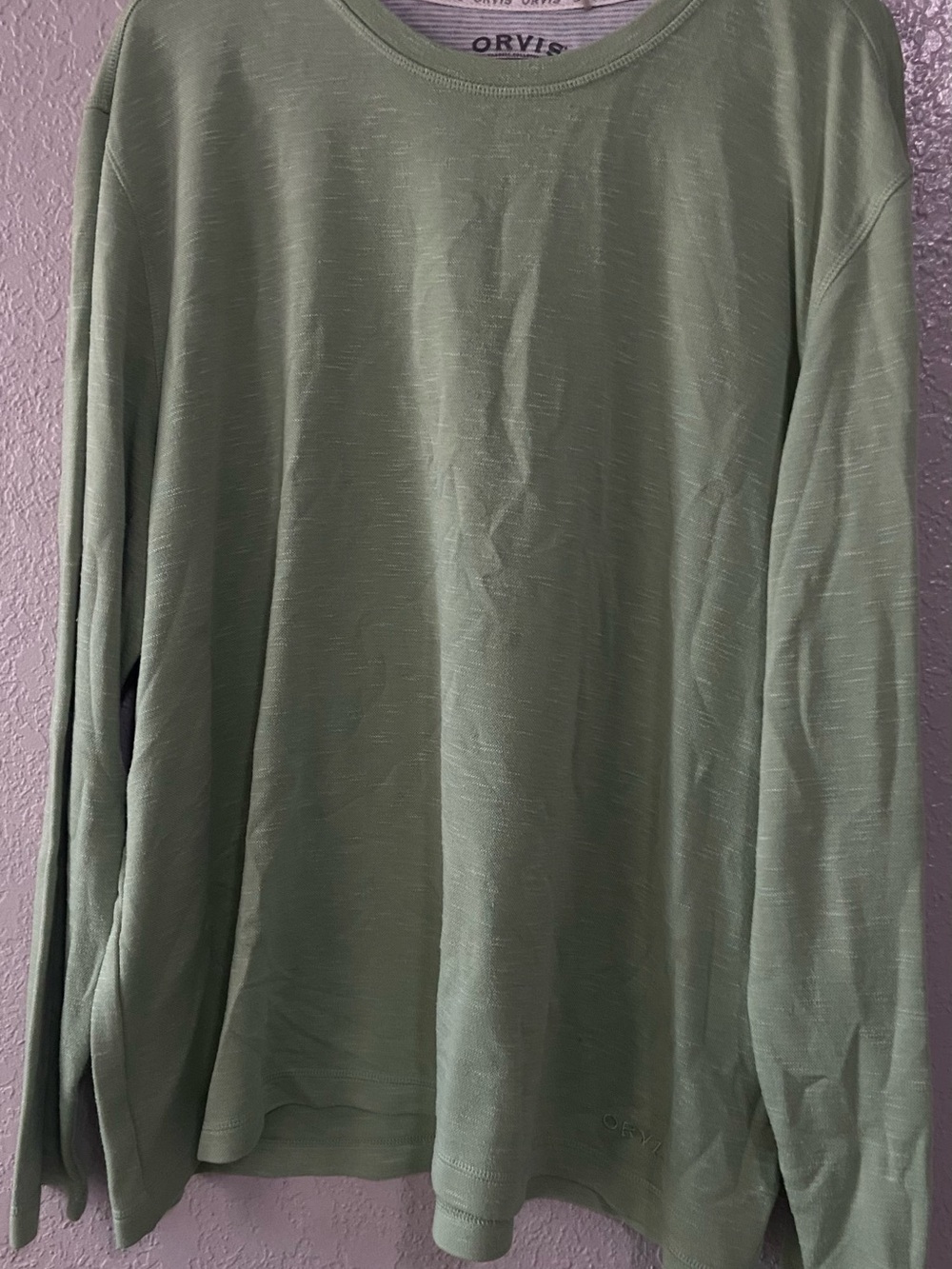 Orvis Men's Sage Green Long Sleeve Crew Tee